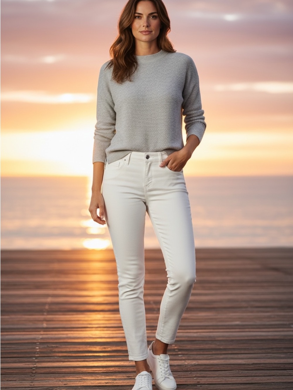 Chico's Fly Front No Stain Skinny Ankle Alabaster Basic Jean White Size 4R
